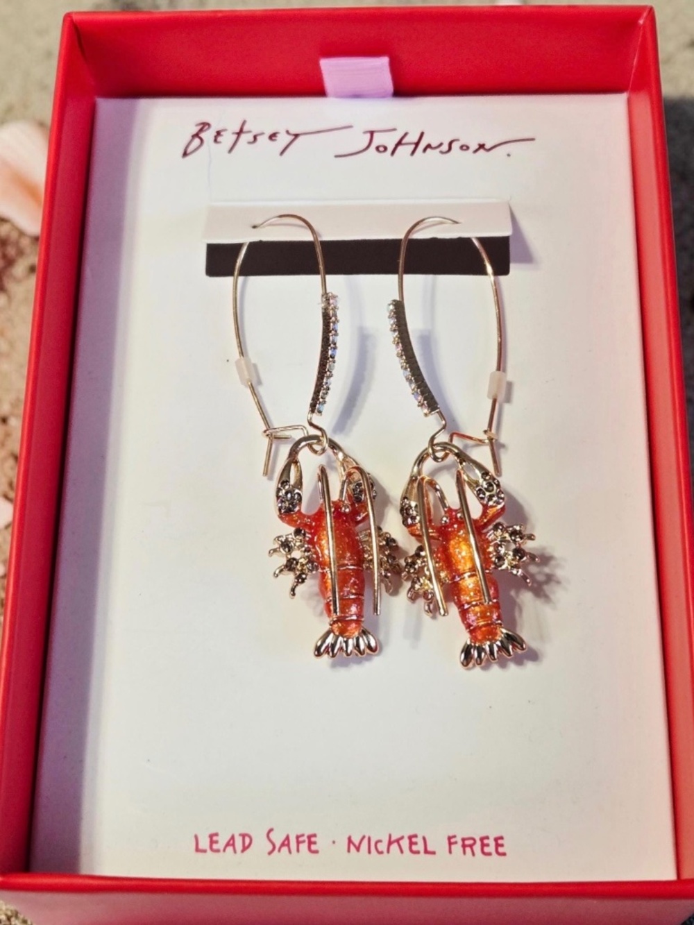 Betsey Johnson lobster drop earrings